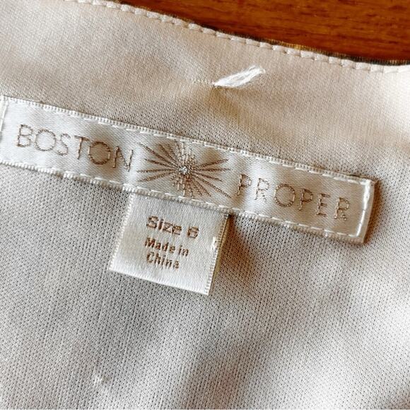 NEW Boston Proper Purple Cream Faux Wrap Dress 3/4 sleeves womens size 6 - Picture 2 of 11